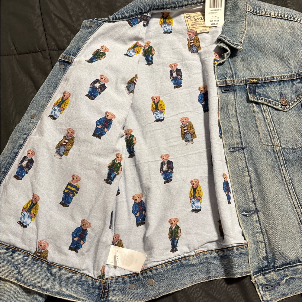 Ralph Lauren Blue Denim Jacket with Bear Print - Picture 5 of 12